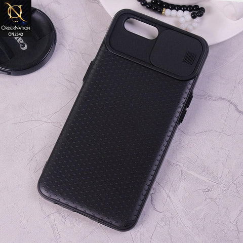 Oppo A5 - Black - New Style Dotted Texture Camera Slider Back Soft Case