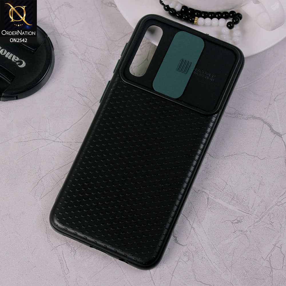 Samsung Galaxy A30s - Green - New Style Dotted Texture Camera Slider Back Soft Case