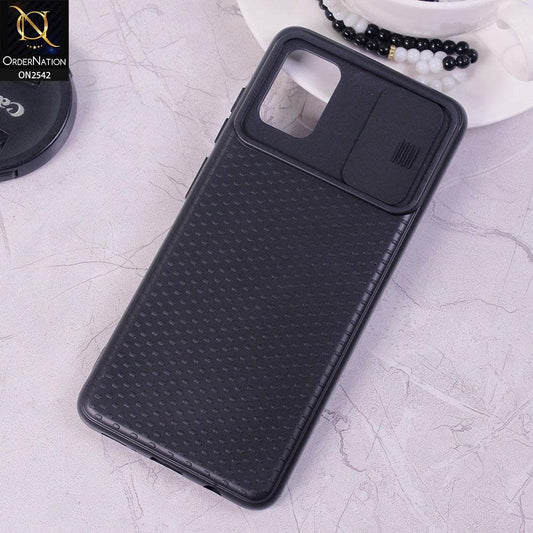 Oppo A53s - Black - New Style Dotted Texture Camera Slider Back Soft Case