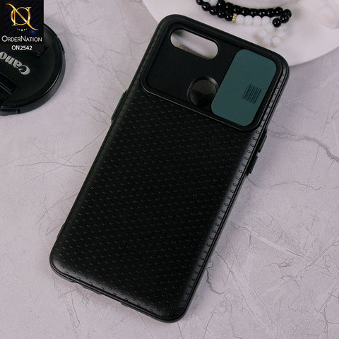 Oppo A7 - Green - New Style Dotted Texture Camera Slider Back Soft Case