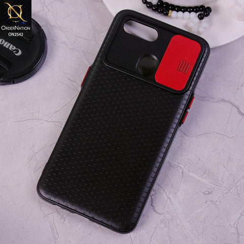 Oppo A12 - Red - New Style Dotted Texture Camera Slider Back Soft Case