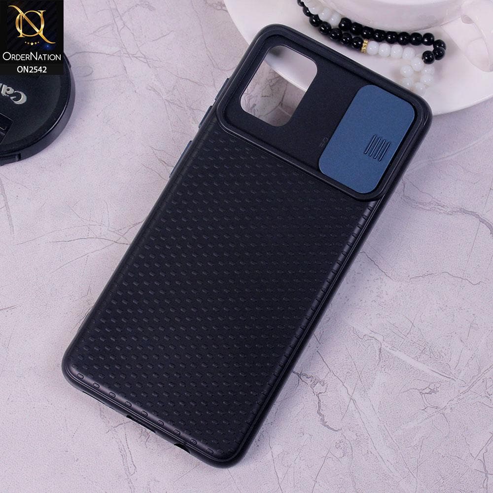 Samsung Galaxy A71 - Blue - New Style Dotted Texture Camera Slider Back Soft Case