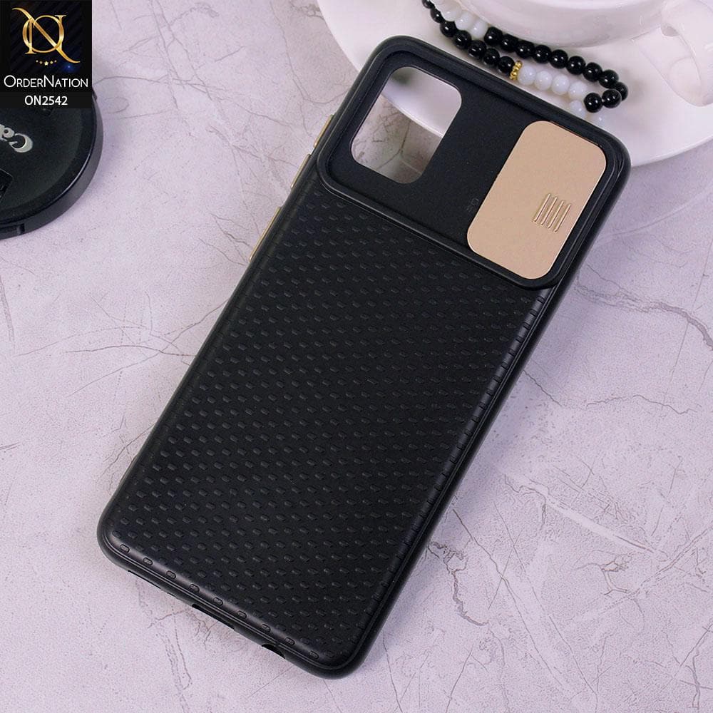 Samsung Galaxy A71 - Golden - New Style Dotted Texture Camera Slider Back Soft Case