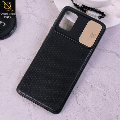 Samsung Galaxy A71 - Golden - New Style Dotted Texture Camera Slider Back Soft Case