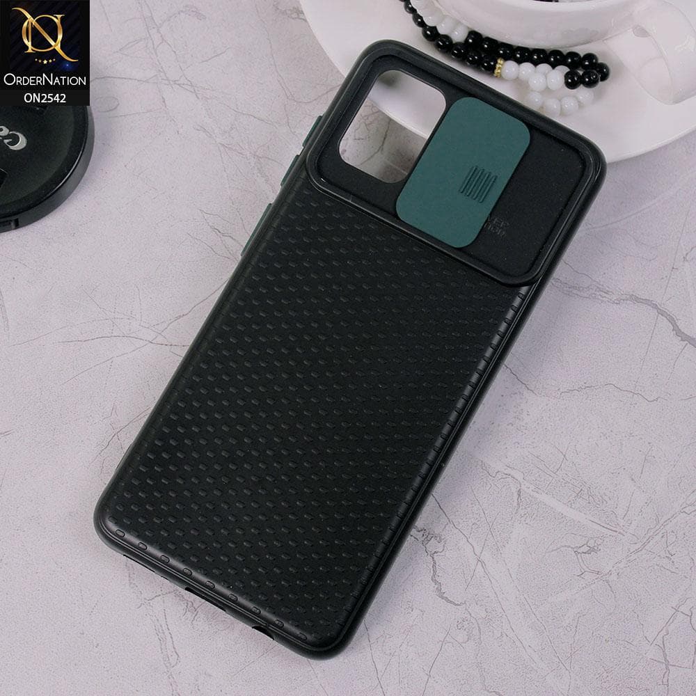 Samsung Galaxy A71 - Green - New Style Dotted Texture Camera Slider Back Soft Case