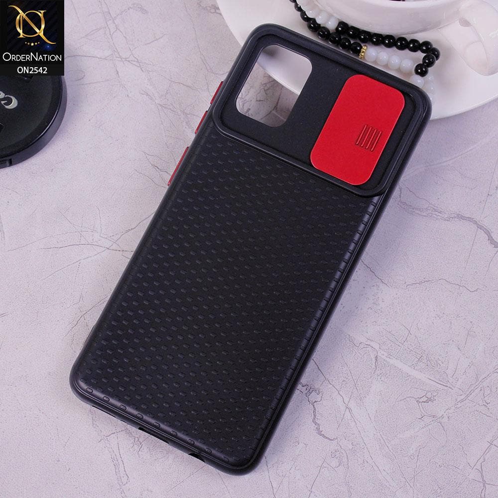 Samsung Galaxy A71 - Red - New Style Dotted Texture Camera Slider Back Soft Case