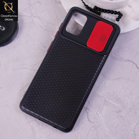 Samsung Galaxy A71 - Red - New Style Dotted Texture Camera Slider Back Soft Case