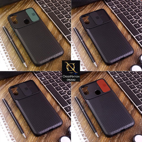 Oppo A53s - Black - New Style Dotted Texture Camera Slider Back Soft Case