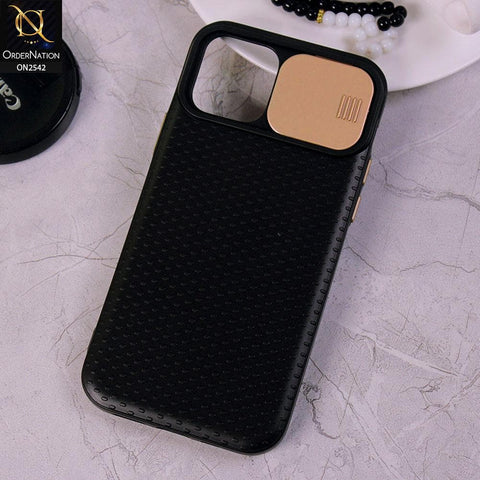 iPhone 11 Pro Max - Golden - New Style Dotted Texture Camera Slider Back Soft Case
