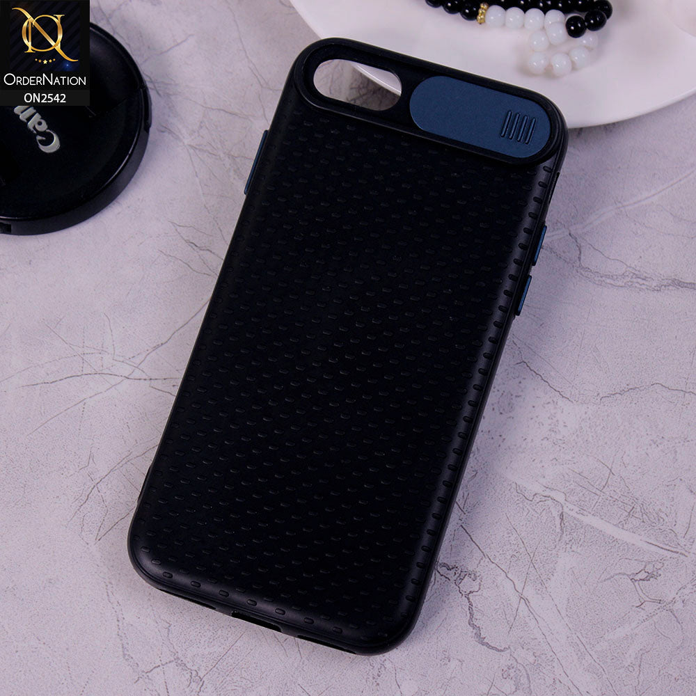 iPhone SE 2020 - Blue - New Style Dotted Texture Camera Slider Back Soft Case
