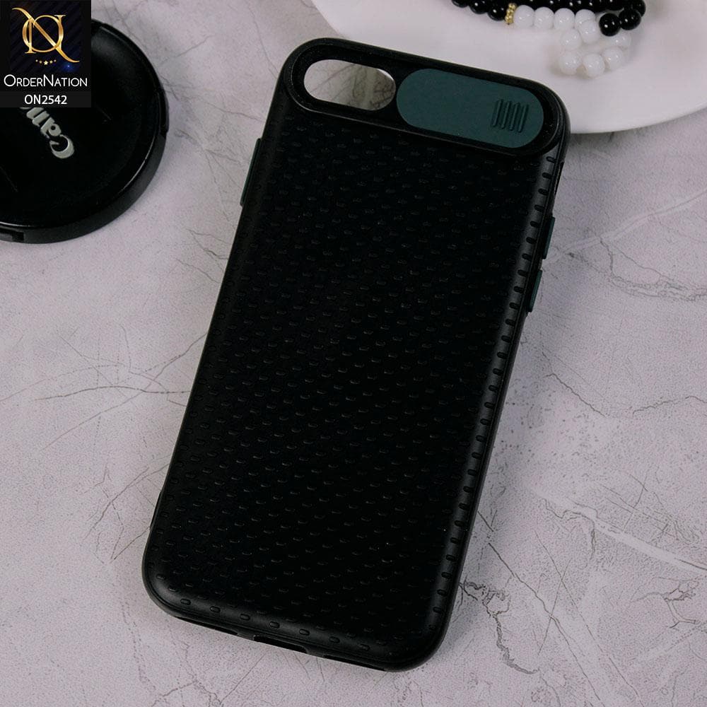 iPhone SE 2020 - Green - New Style Dotted Texture Camera Slider Back Soft Case