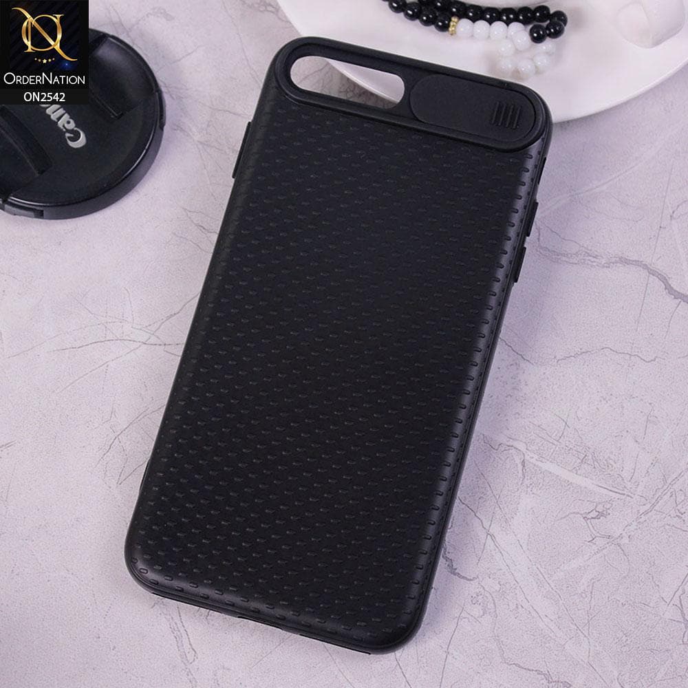 iPhone 8 Plus / 7 Plus - Black - New Style Dotted Texture Camera Slider Back Soft Case