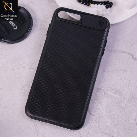 iPhone 8 Plus / 7 Plus - Black - New Style Dotted Texture Camera Slider Back Soft Case