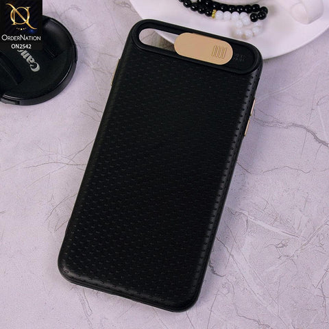 iPhone 8 Plus / 7 Plus - Golden - New Style Dotted Texture Camera Slider Back Soft Case