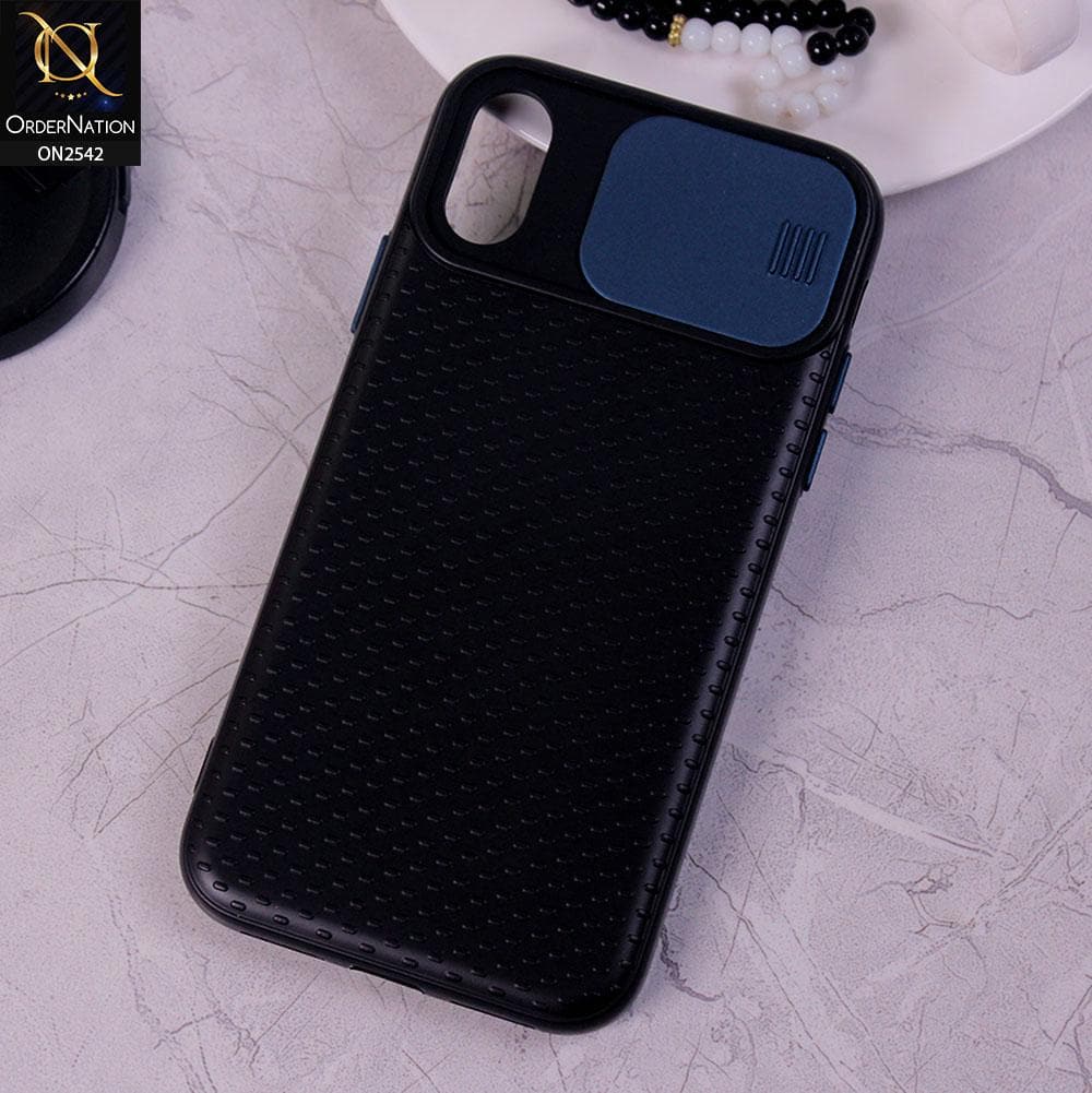 Ipx 239 iPhone XS / X - Blue - New Style Dotted Texture Camera Slider Back Sof ...