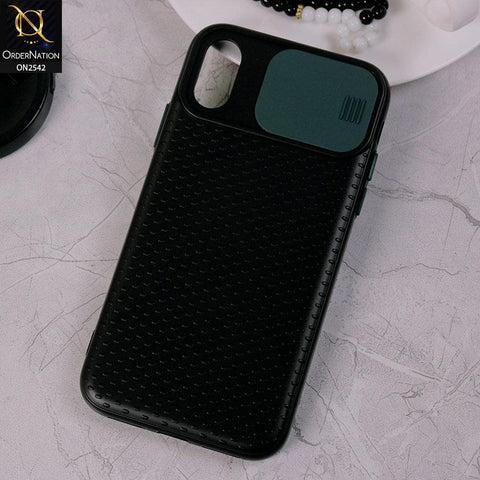 iPhone XR - Green - New Style Dotted Texture Camera Slider Back Soft Case