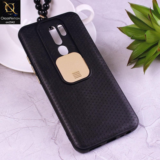 Xiaomi Redmi 9 Cover - Golden - New Style Dotted Texture Camera Slider Back Soft Case