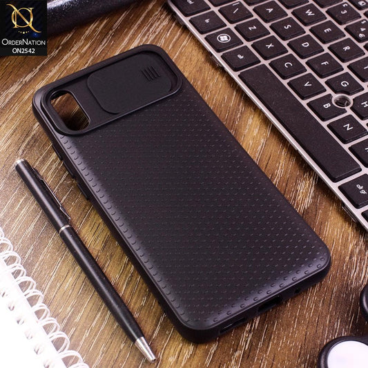 Xiaomi Redmi 9i Cover - Black - New Style Dotted Texture Camera Slider Back Soft Case