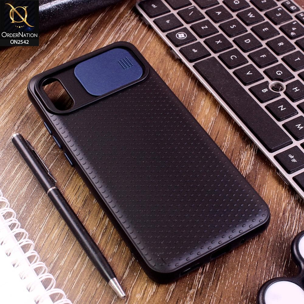 Xiaomi Redmi 9i Cover - Blue - New Style Dotted Texture Camera Slider Back Soft Case
