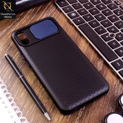 Xiaomi Redmi 9i Cover - Blue - New Style Dotted Texture Camera Slider Back Soft Case