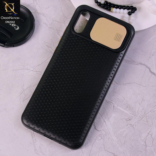 Xiaomi Redmi 9A - Golden - New Style Dotted Texture Camera Slider Back Soft Case