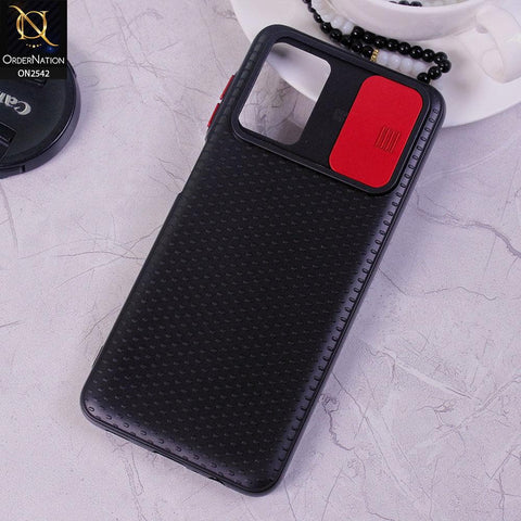 Samsung Galaxy A12 - Red - New Style Dotted Texture Camera Slider Back Soft Case