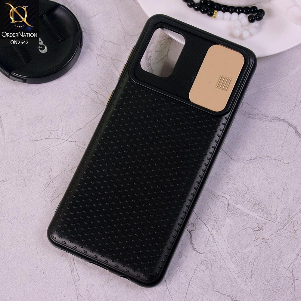 Samsung Galaxy A31 - Golden - New Style Dotted Texture Camera Slider Back Soft Case