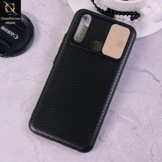 Vivo Y15 - Golden - New Style Dotted Texture Camera Slider Back Soft Case