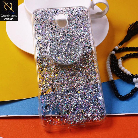 Realme C1 Cover - Design 1 - New Fashion Bling Not Moving Glitter Soft Case With Pop Shocket - Glitter Does Not Move