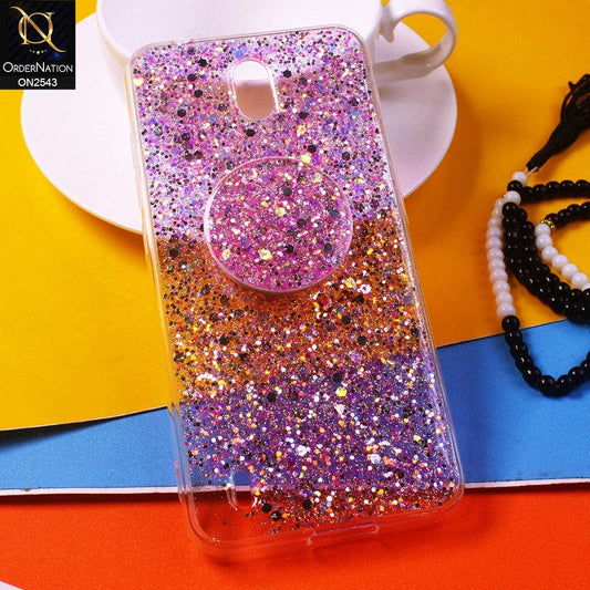 Realme C1 Cover - Design 3 - New Fashion Bling Not Moving Glitter Soft Case With Pop Shocket - Glitter Does Not Move