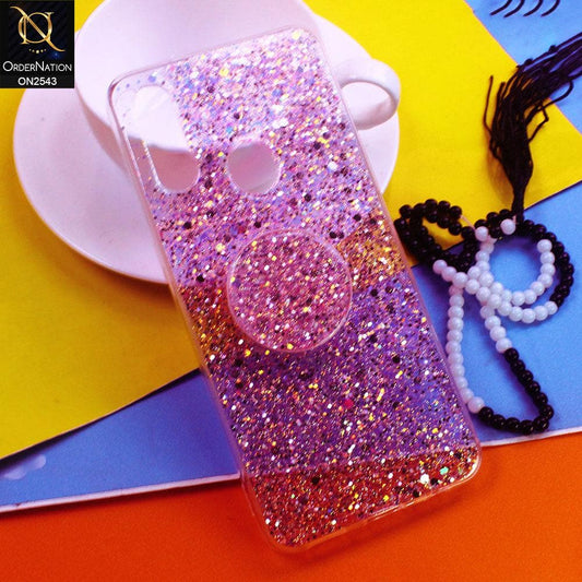 Oppo A31 Cover - Design 3 - New Fashion Bling Not Moving Glitter Soft Case With Pop Shocket - Glitter Does Not Move