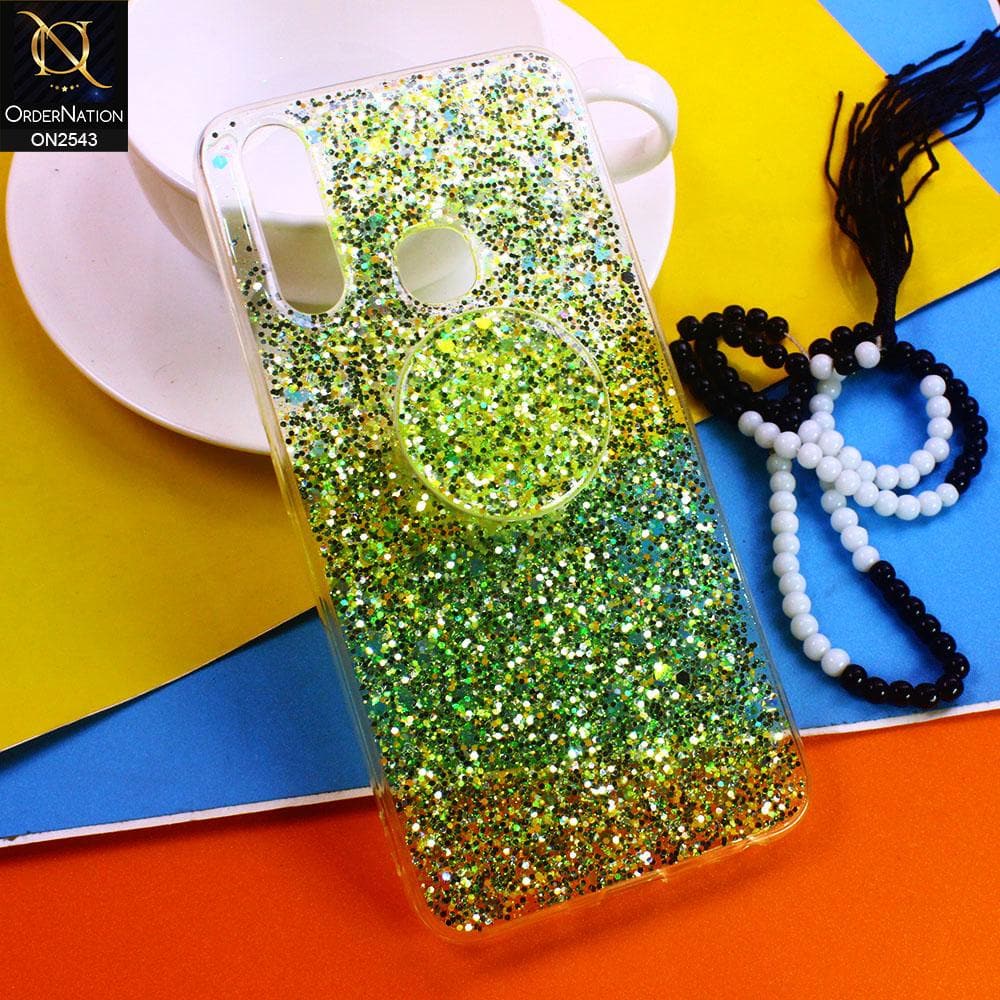 Vivo Y17 Cover - Design 2 - New Fashion Bling Not Moving Glitter Soft Case With Pop Shocket - Glitter Does Not Move