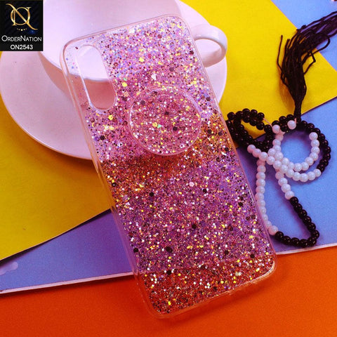 Vivo Y7s Cover - Design 3 - New Fashion Bling Not Moving Glitter Soft Case With Pop Shocket - Glitter Does Not Move