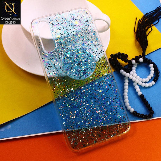 Vivo Y7s Cover - Design 4 - New Fashion Bling Not Moving Glitter Soft Case With Pop Shocket - Glitter Does Not Move