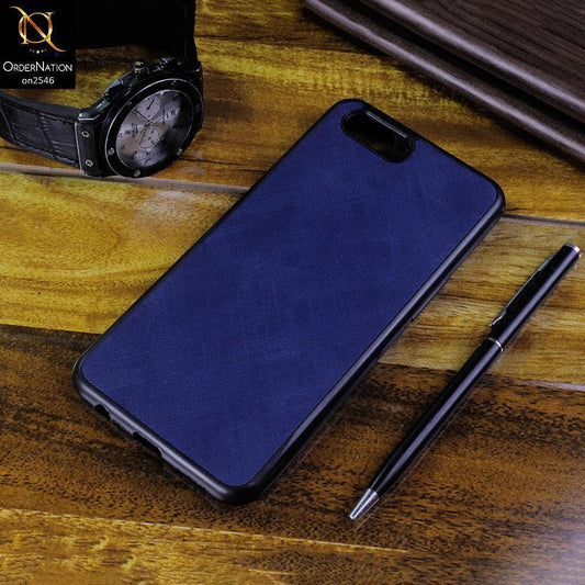 Oppo A3s Cover - Blue - New Design Jeans Texture Leather Soft Case