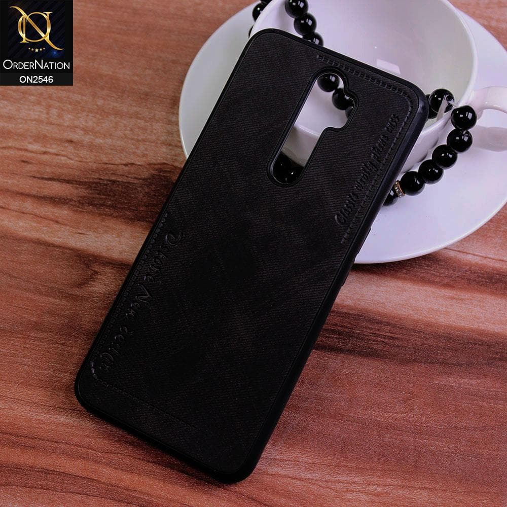 Oppo A9 2020 Cover - Black - New Design Jeans Texture Leather Soft Case