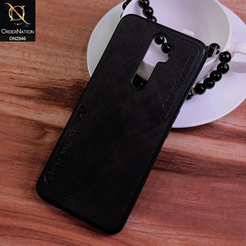 Oppo A5 2020 Cover - Black - New Design Jeans Texture Leather Soft Case