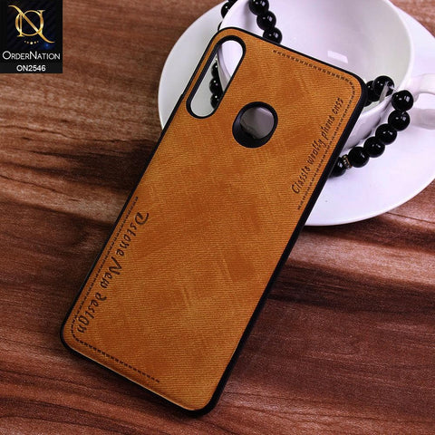 Tecno Camon 12 Air Cover - Mustard - New Design Jeans Texture Leather Soft Case