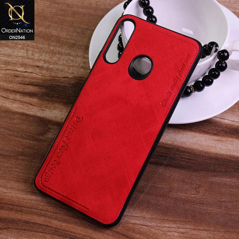Tecno Camon 12 Air Cover - Red - New Design Jeans Texture Leather Soft Case