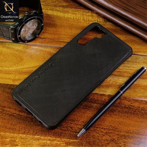 Oppo A91 Cover - Black - New Design Jeans Texture Leather Soft Case