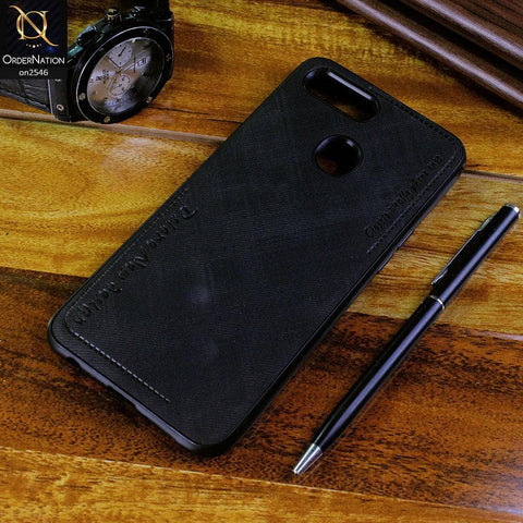 Realme 2 Pro Cover - Black - New Design Jeans Texture Leather Soft Case