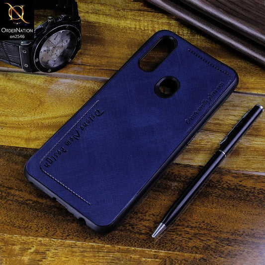 Oppo A8 Cover - Blue - New Design Jeans Texture Leather Soft Case