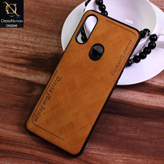 Oppo A8 Cover - Mustard - New Design Jeans Texture Leather Soft Case