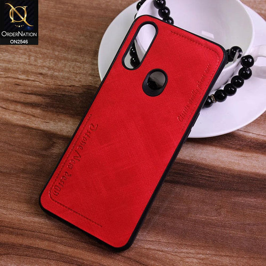 Oppo A8 Cover - Red - New Design Jeans Texture Leather Soft Case