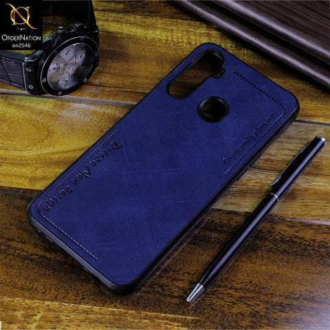 Realme 5s Cover - Blue - New Design Jeans Texture Leather Soft Case
