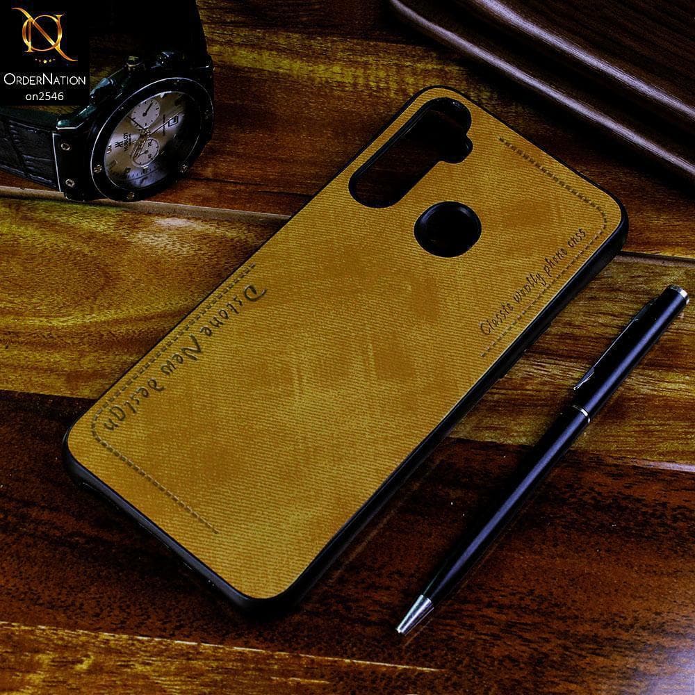 Realme 5s Cover - Light Brown - New Design Jeans Texture Leather Soft Case