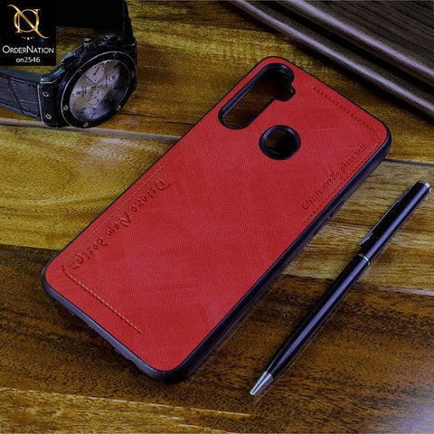 Realme 6i Cover - Red - New Design Jeans Texture Leather Soft Case