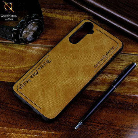 Realme 6s Cover - Light Brown - New Design Jeans Texture Leather Soft Case