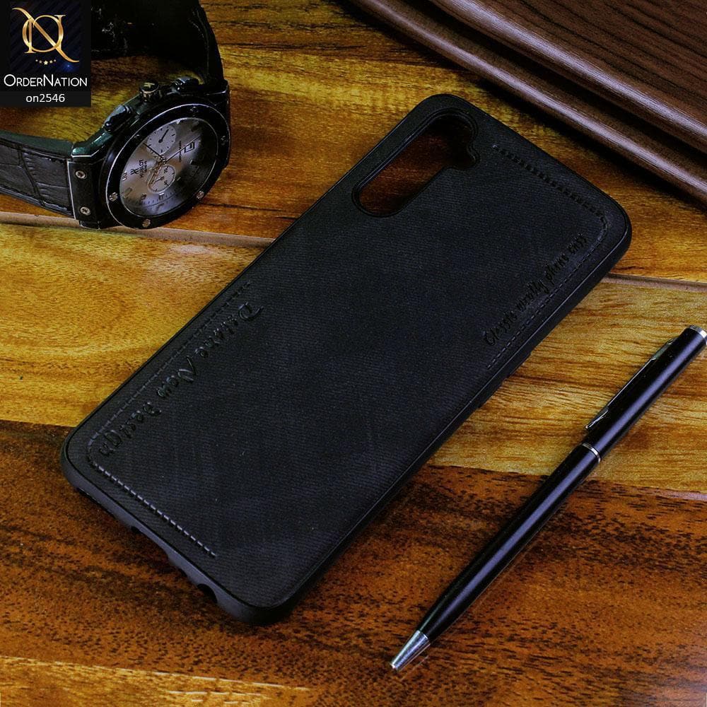 Realme 6 Pro Cover - Black - New Design Jeans Texture Leather Soft Case