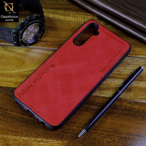 Realme 6 Pro Cover - Red - New Design Jeans Texture Leather Soft Case